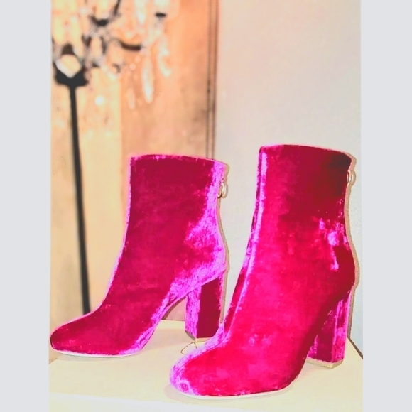 JOIE Saleema Velvet Block Heel Ankle Booties – Pink – Size EUR 37 / US 6.5 NWOB - Picture 7 of 8